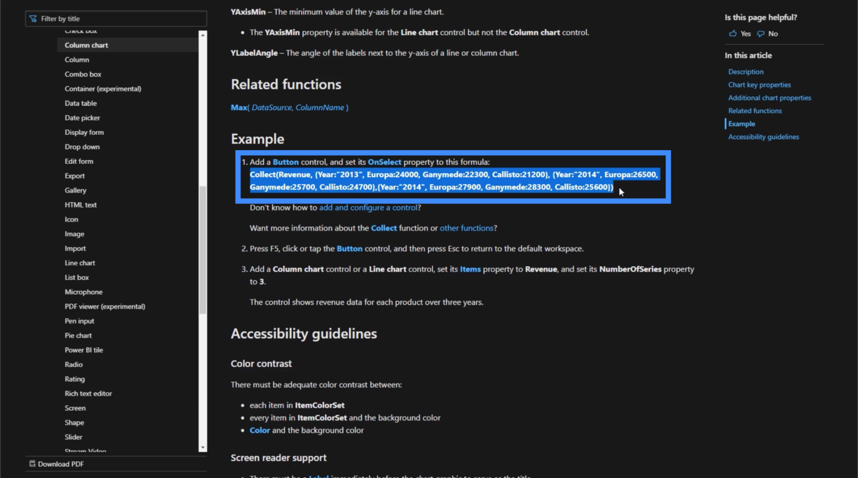 PowerApps-diagram, grafer och dynamiska bilder