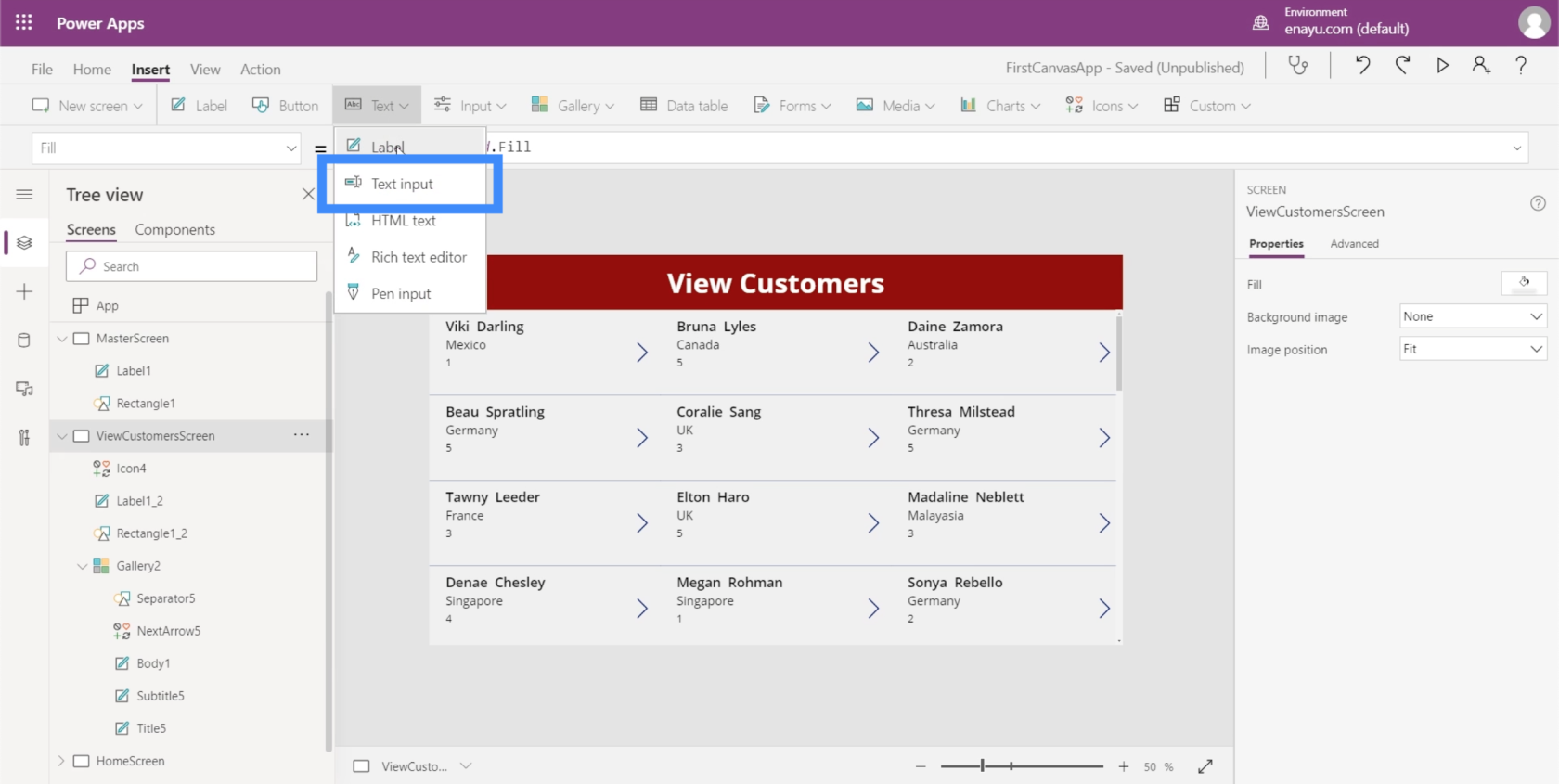 PowerApps keresőmező: Hozzáadás és testreszabás