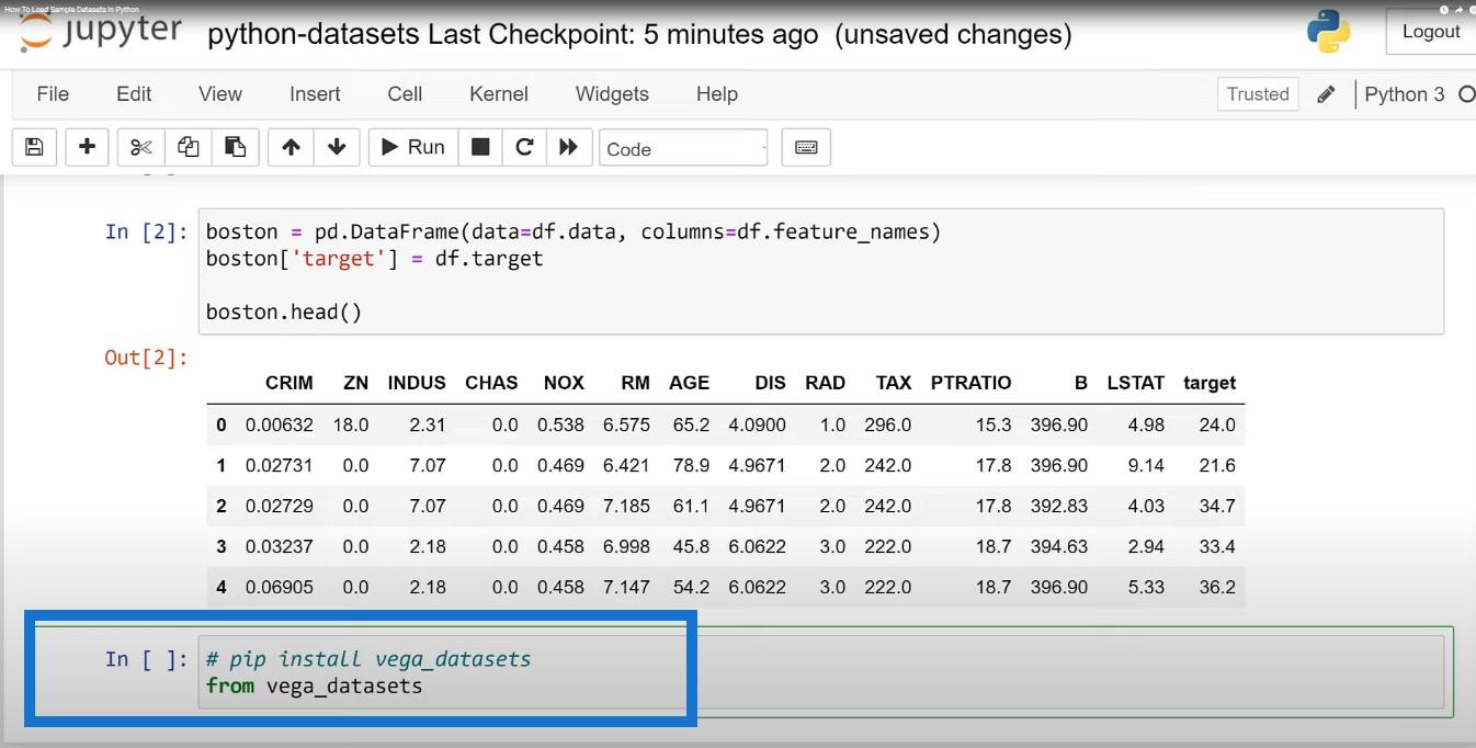 Hur man laddar exempeldataset i Python