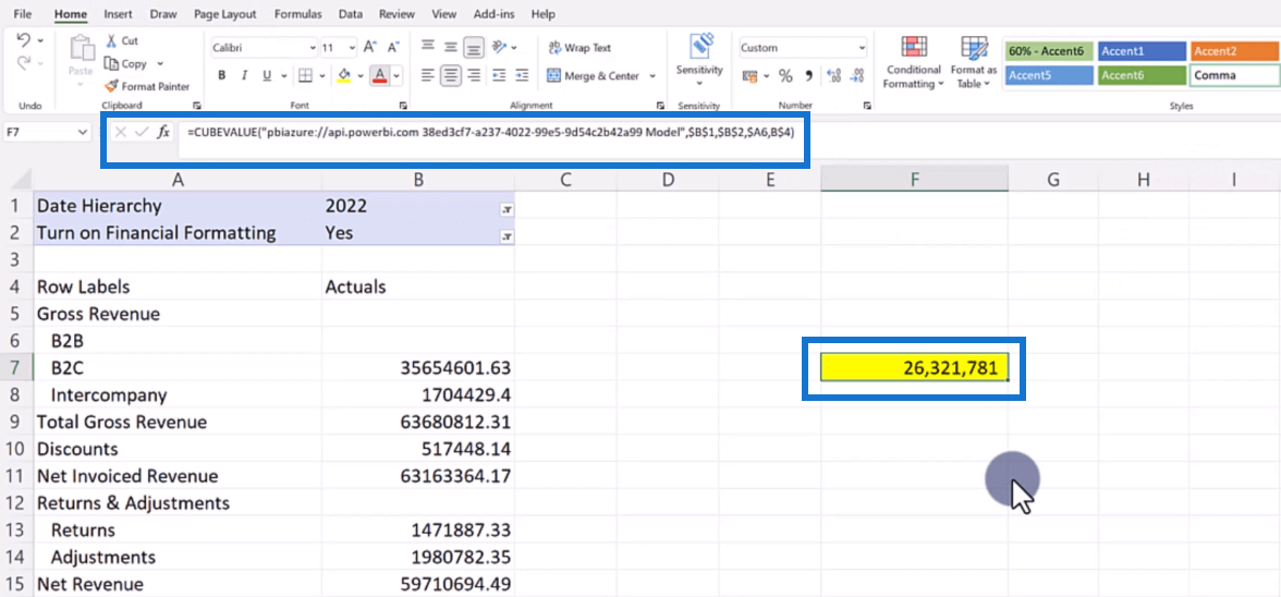 LuckyTemplates Excel-integrasjon for resultat- og resultaterklæringer