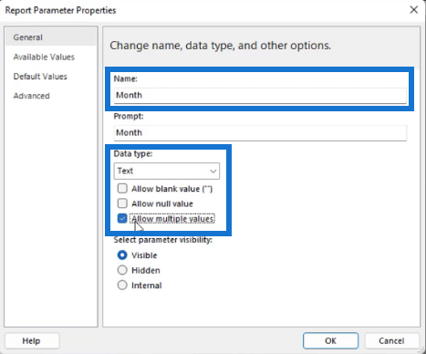 Paginerade rapporter: Sortera och filtrera ett stapeldiagram