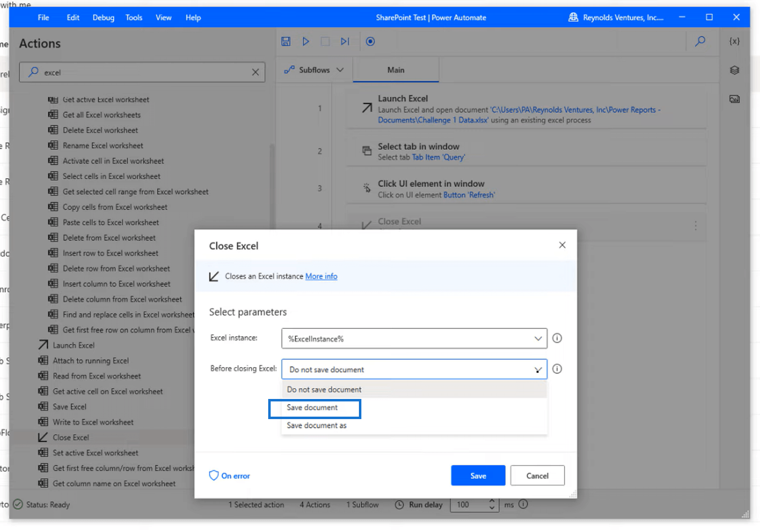 Оновіть файл Excel у Sharepoint W/Power Automate Desktop