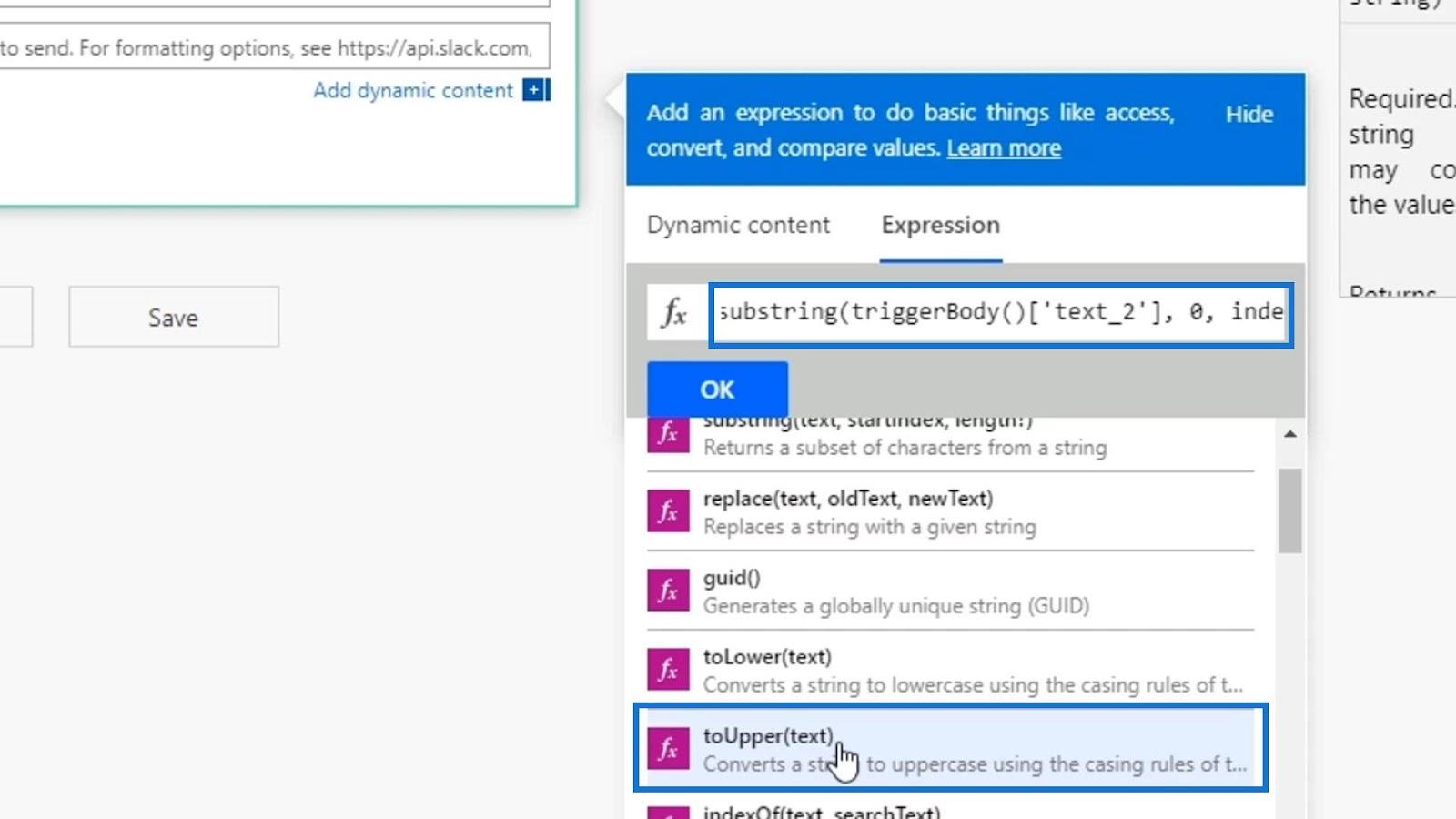 Power Automate String Functions: Substring ja IndexOf