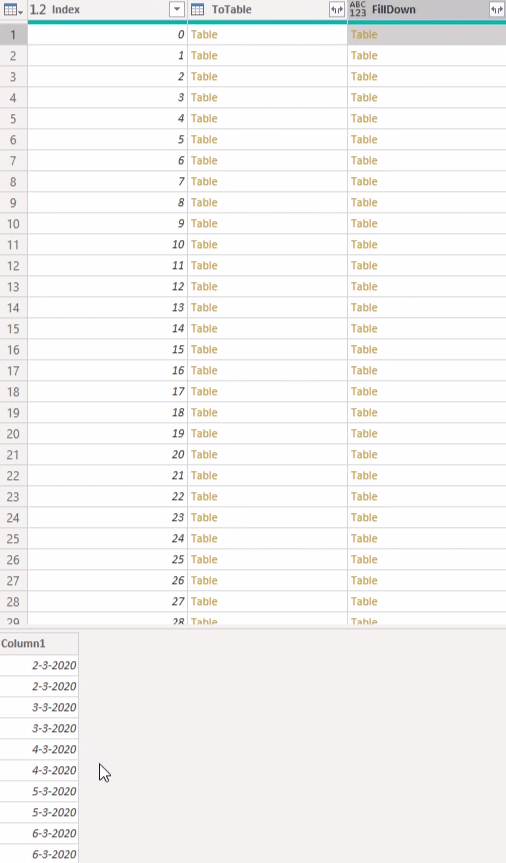 Kalenderlayouts til tabelformat ved hjælp af Power Query