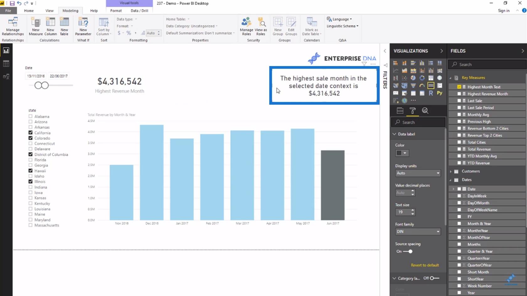 LuckyTemplates datavisualiseringsteknik: Skapa en dynamisk rubrik eller titel