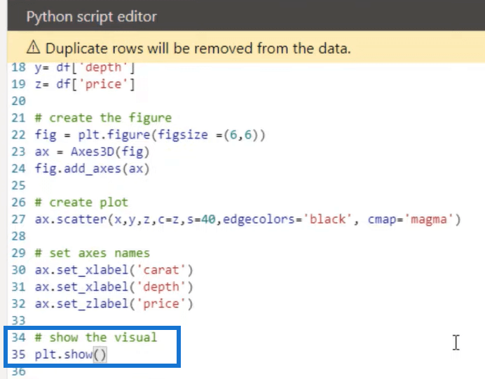 Lag 3D-spredningsplott ved å bruke Python i LuckyTemplates