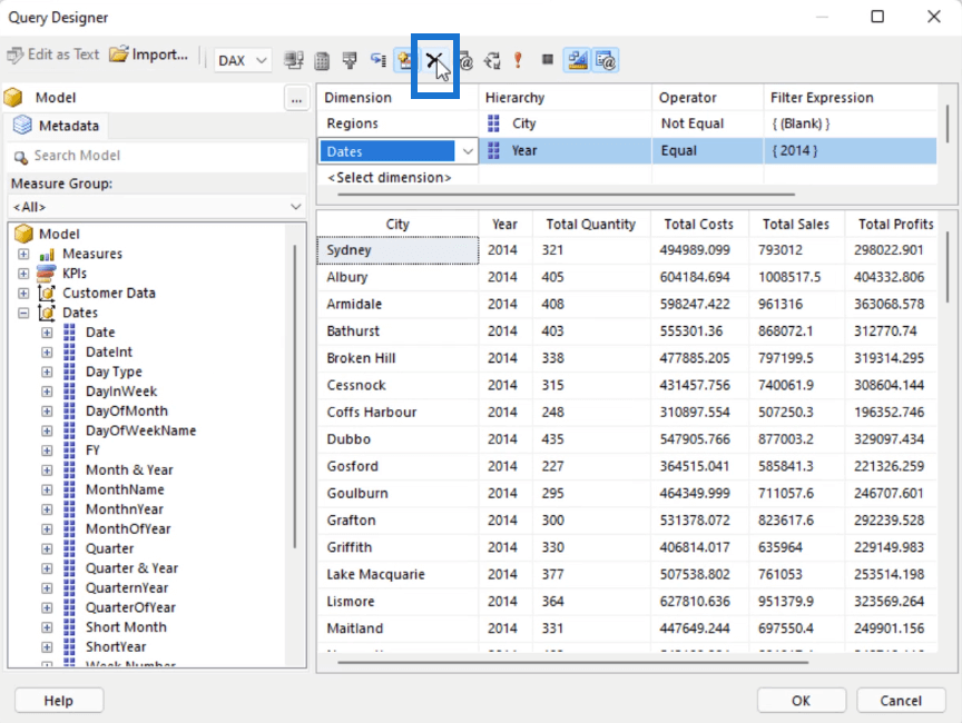 Handledning för Report Builder: Sortera och filtrera data i paginerade rapporter