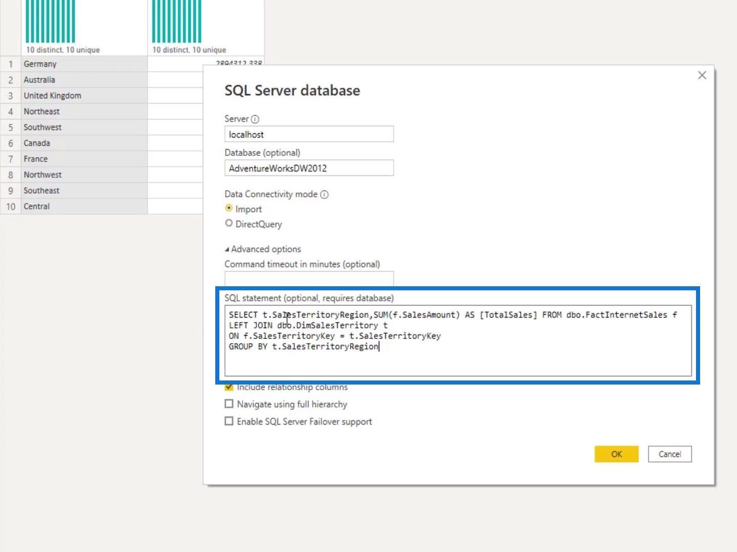 Frågevikning och anslutning till SQL Server