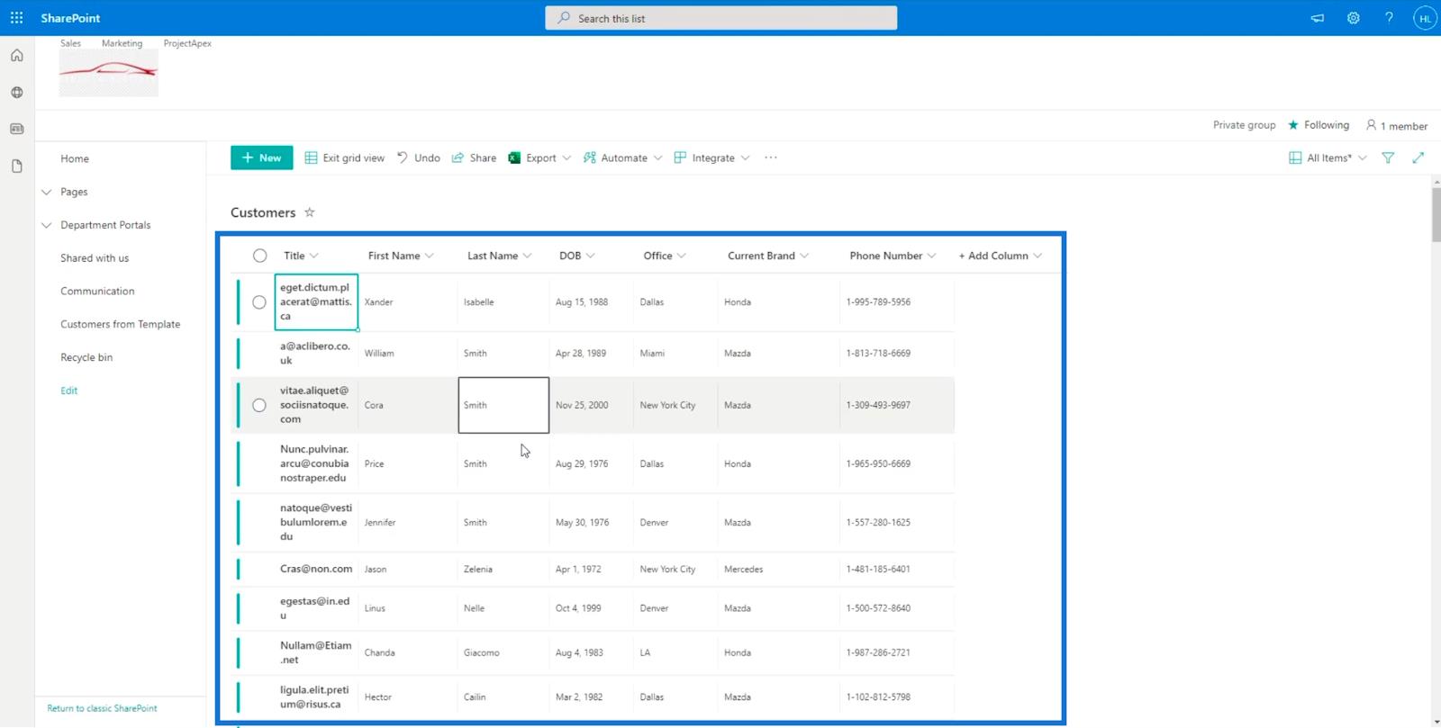 SharePoint listaelem: Egy- és több elem szerkesztése