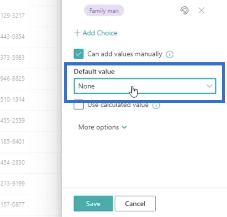 Přidání pole SharePoint Choice v seznamu