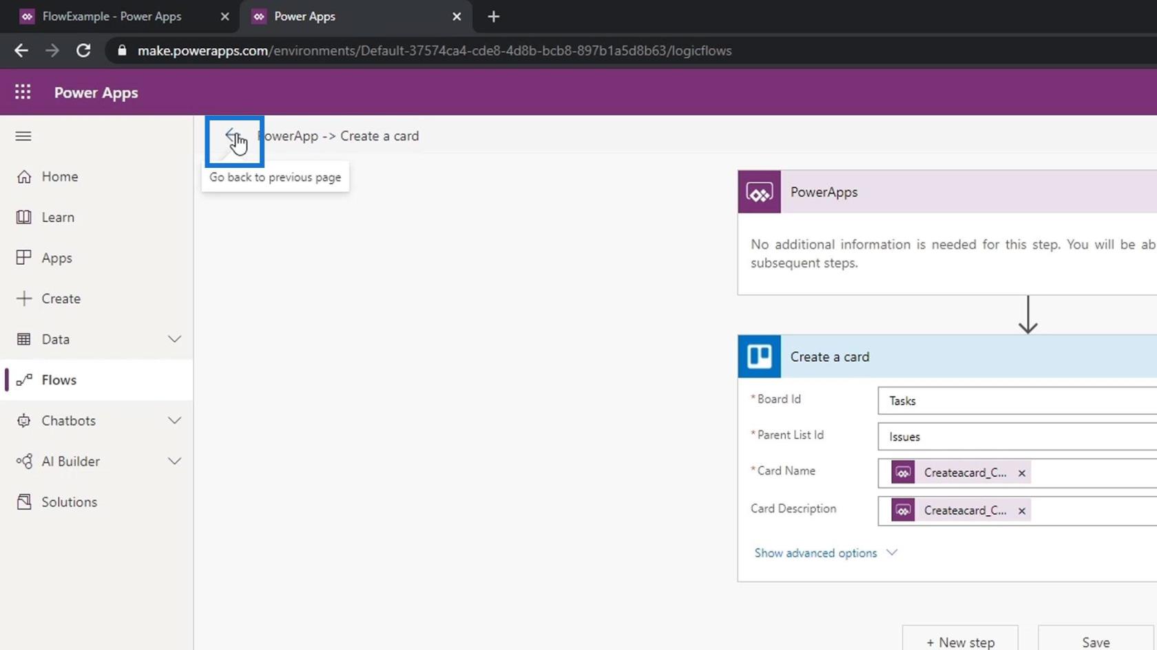 PowerApps-integration i Microsoft Power Automate