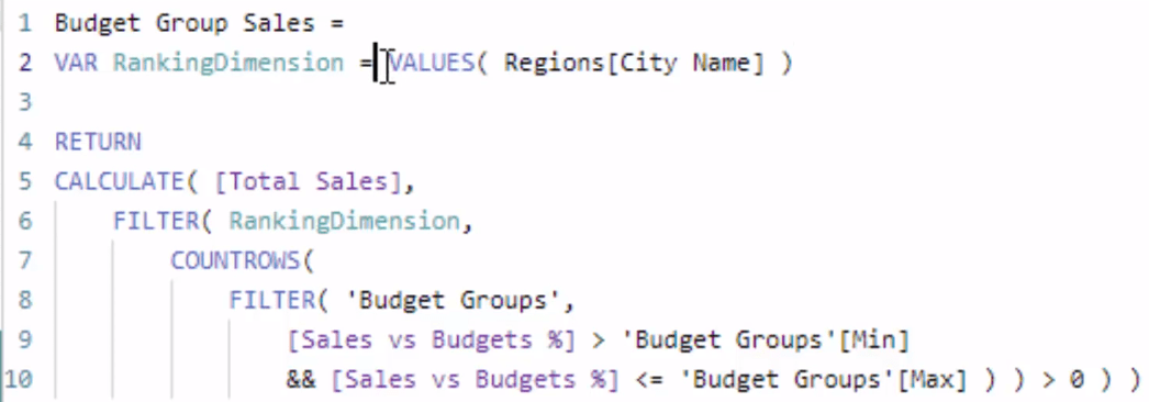 Gruppere resultater basert på ytelse kontra benchmarks i LuckyTemplates