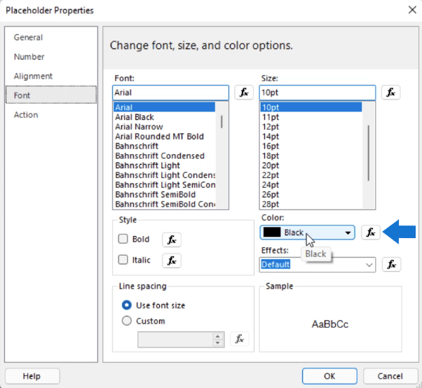 Expression Builder: Anvendelse af betinget formatering på sideinddelte rapporter