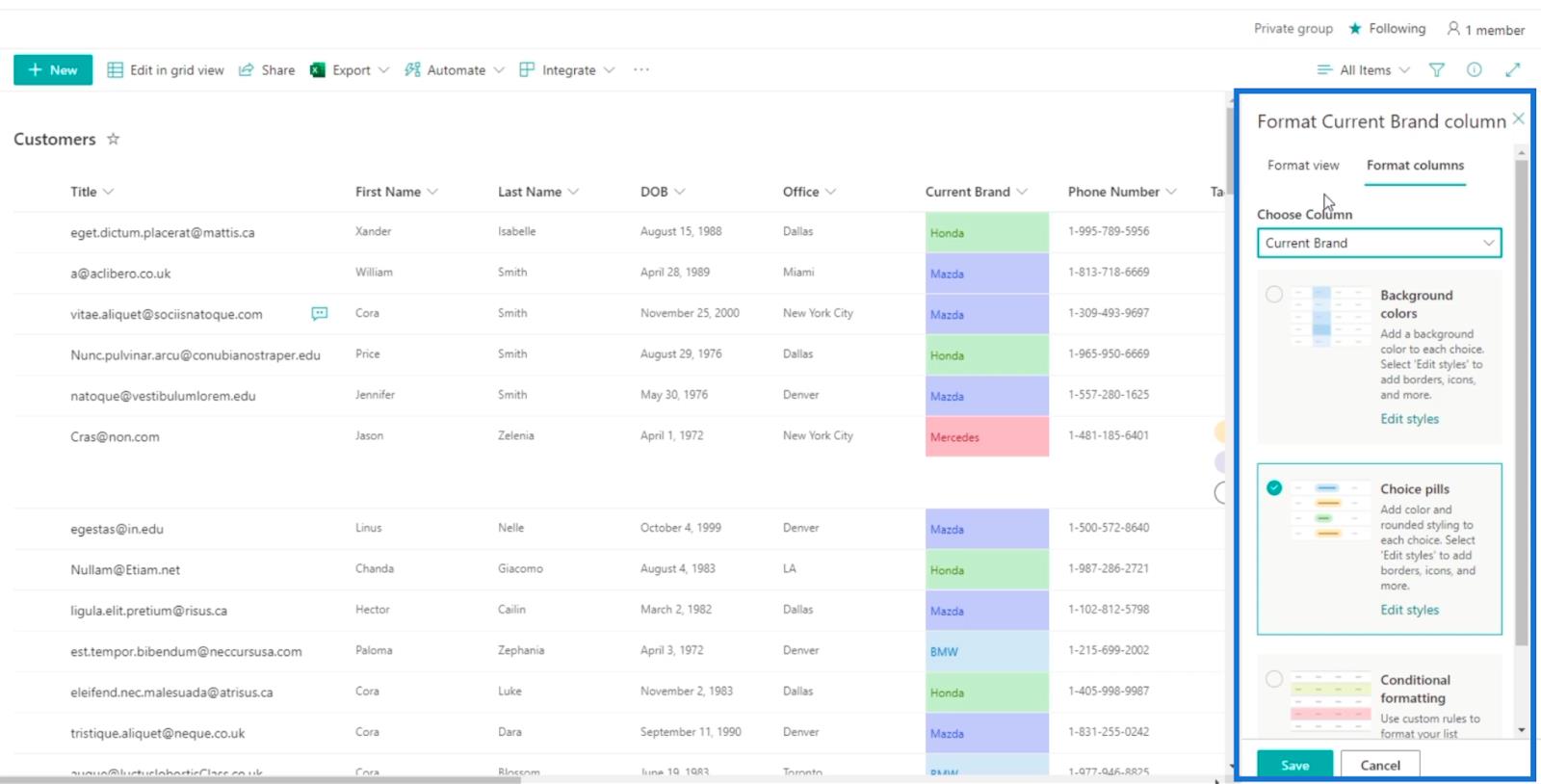 SharePoint List Formatering Walkthrough