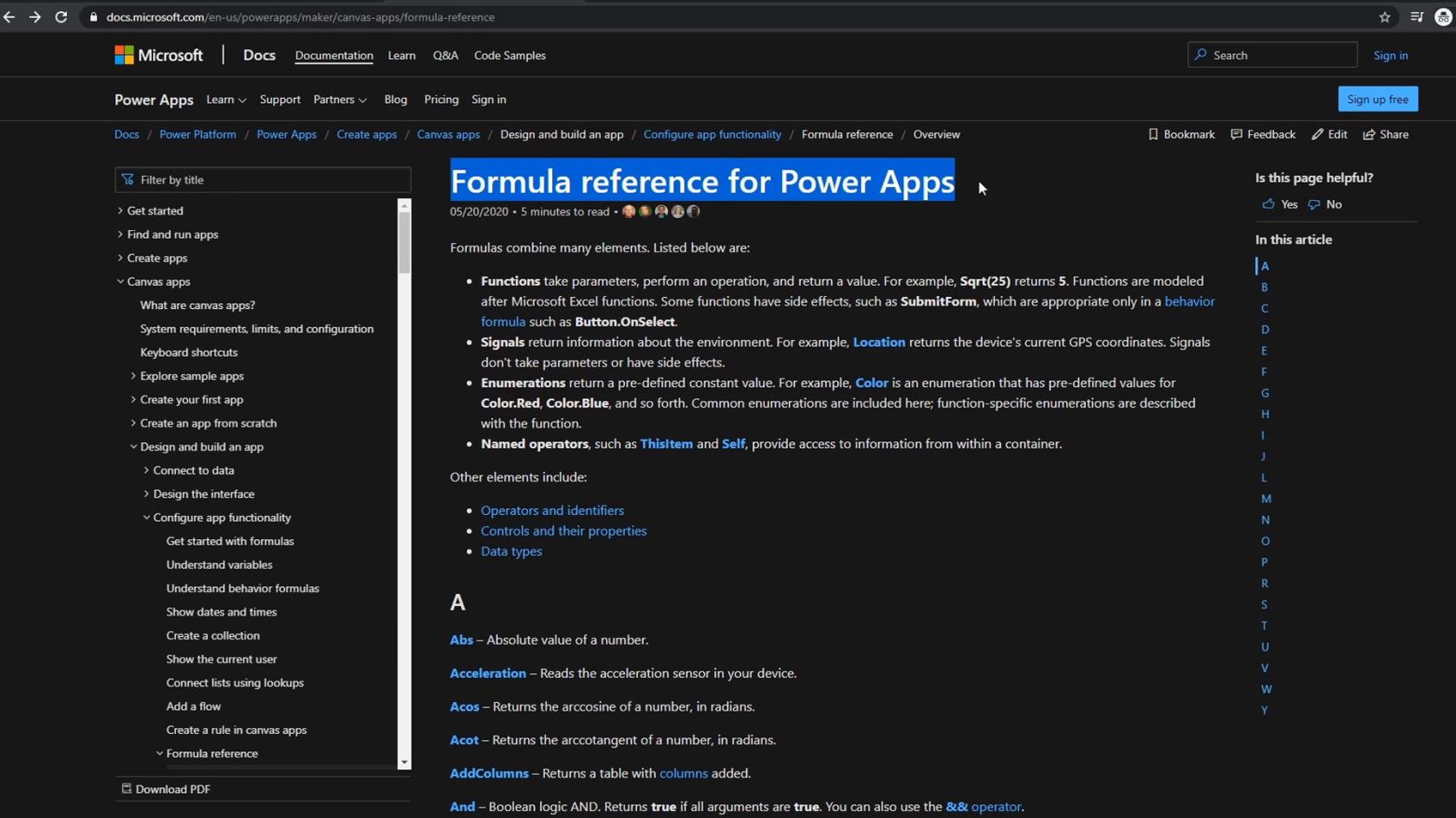 PowerApps funktioner og formler |  En introduktion