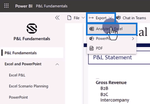 LuckyTemplates Excel-integration til P&L-erklæringer