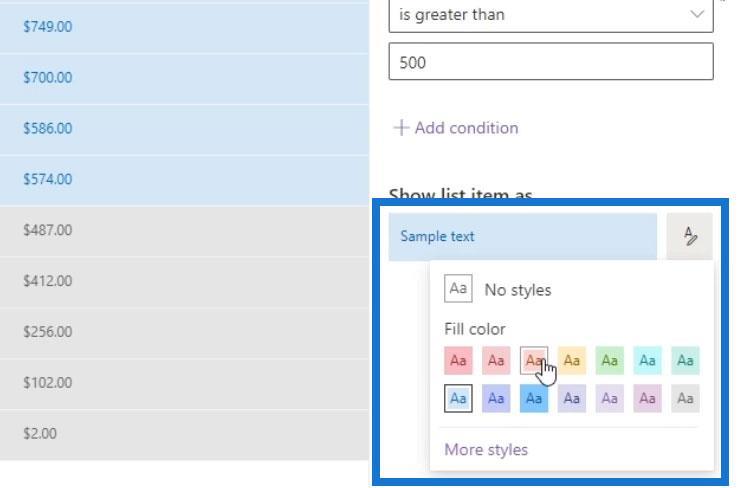 Visa formatering i SharePoint