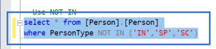 Suodata SQL:ssä käyttämällä IN, NOT IN, LIKE ja NOT LIKE