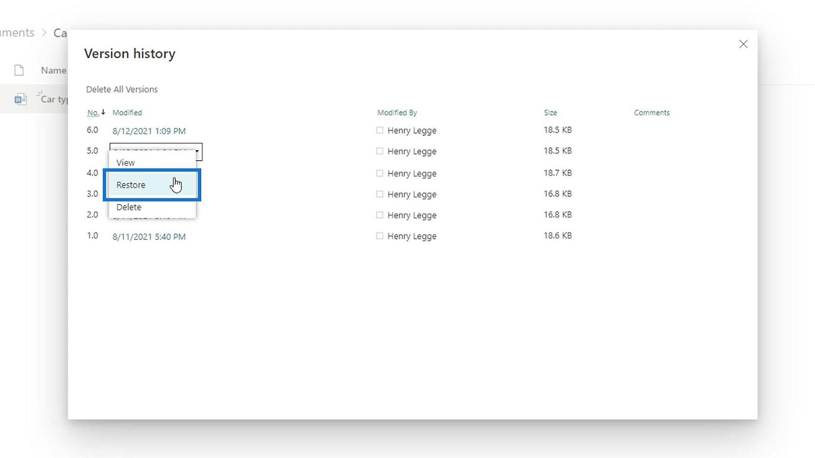 Versionering i SharePoint-dokumentbibliotek