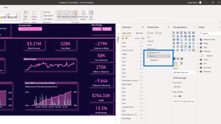 Bokmerker i LuckyTemplates – gruppering etter rapportside