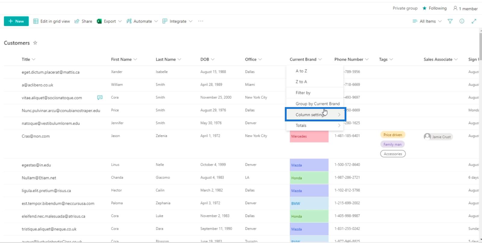 SharePoint List Formatering Walkthrough