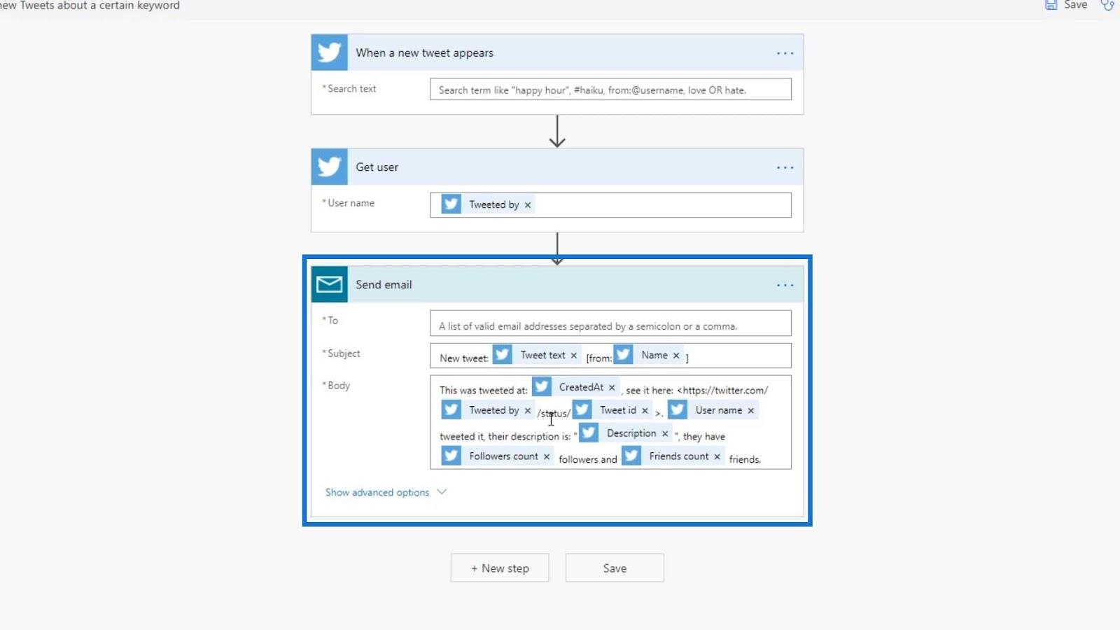 Automatizált áramlás a Microsoft Power Automate-ban