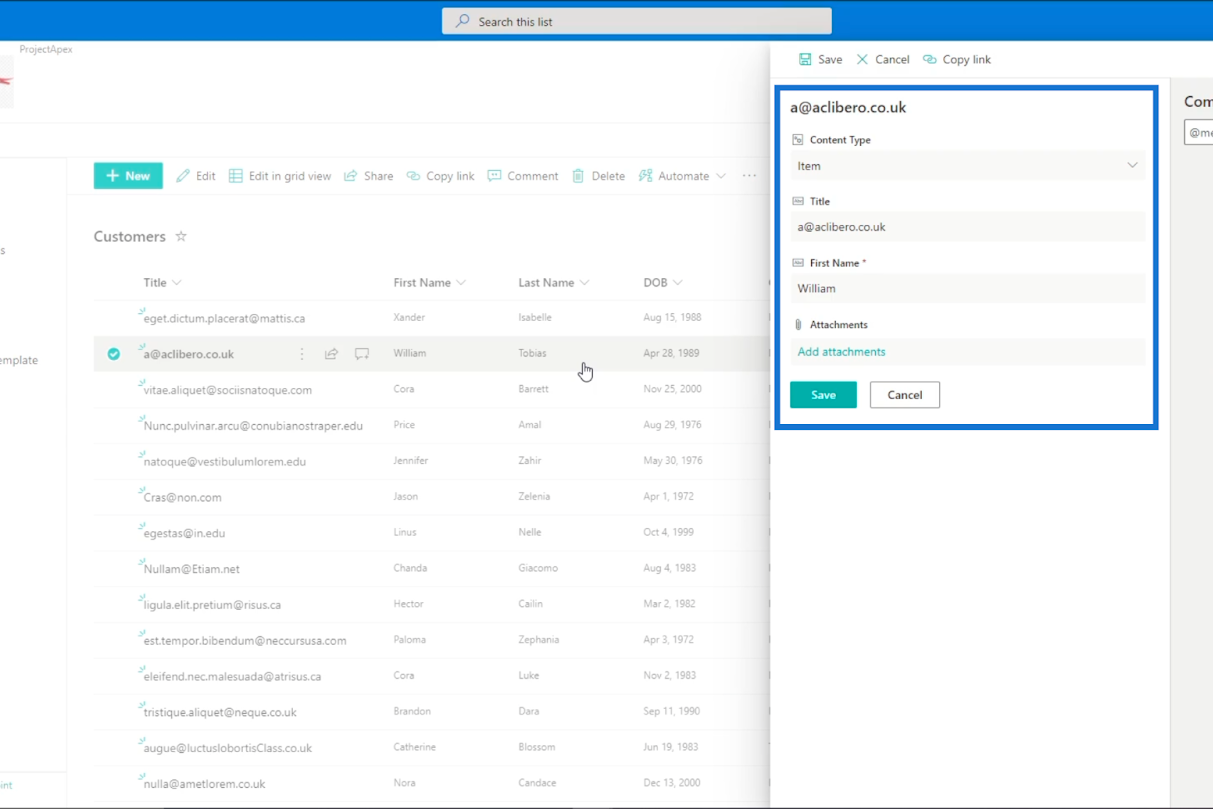 SharePoint-listeelement: Redigering af enkelte og flere elementer