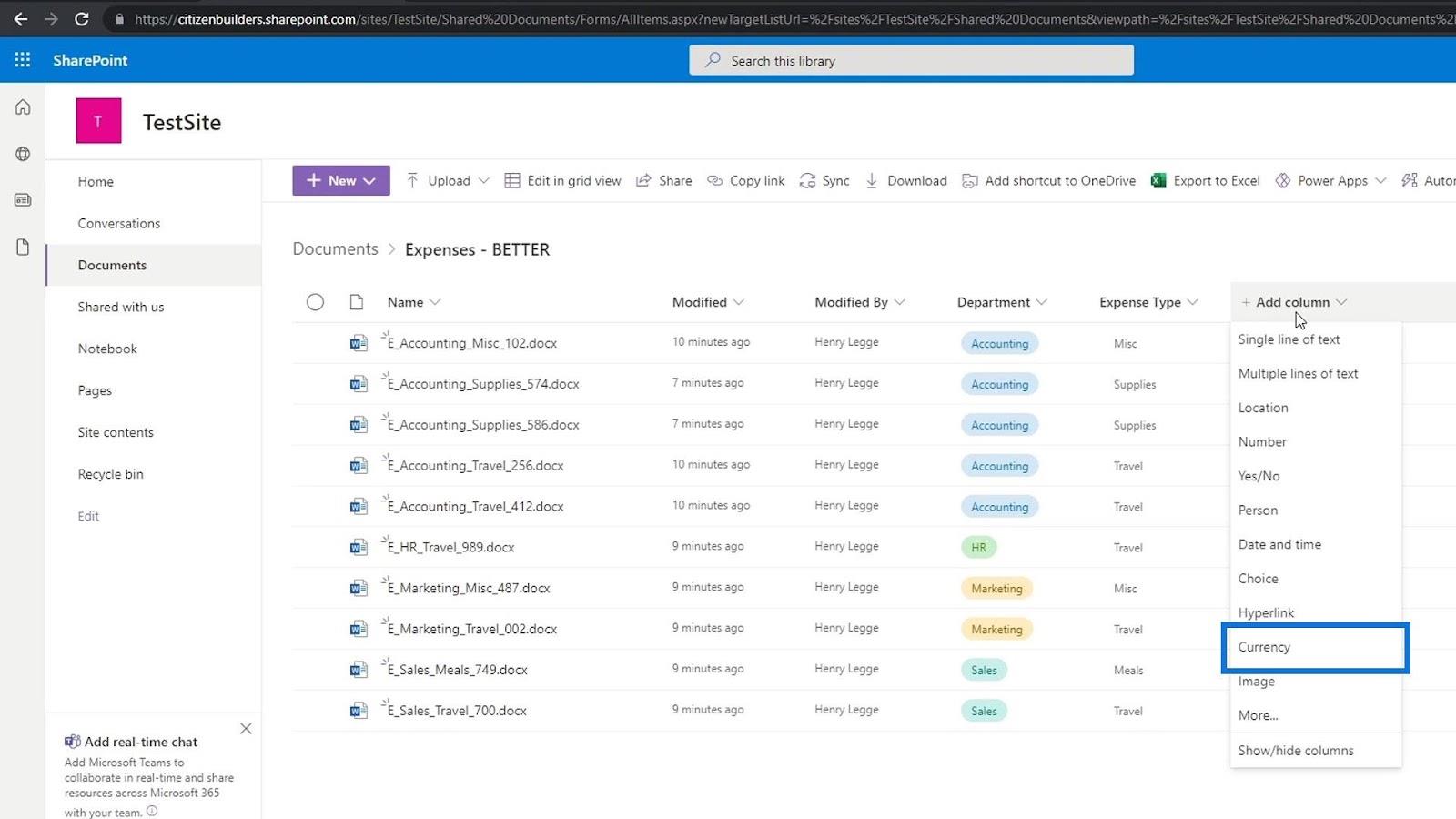 Додавання метаданих у SharePoint за допомогою стовпців