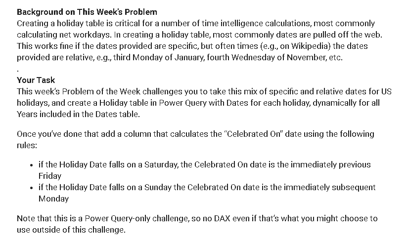 Evig feriekalender – POTW #12 (Power Query Solution)