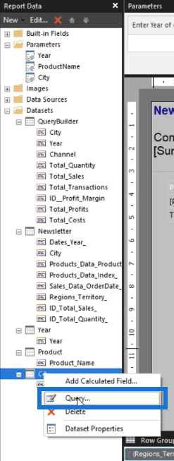 Bruk kaskadeparametere for å filtrere data i LuckyTemplates Report Builder