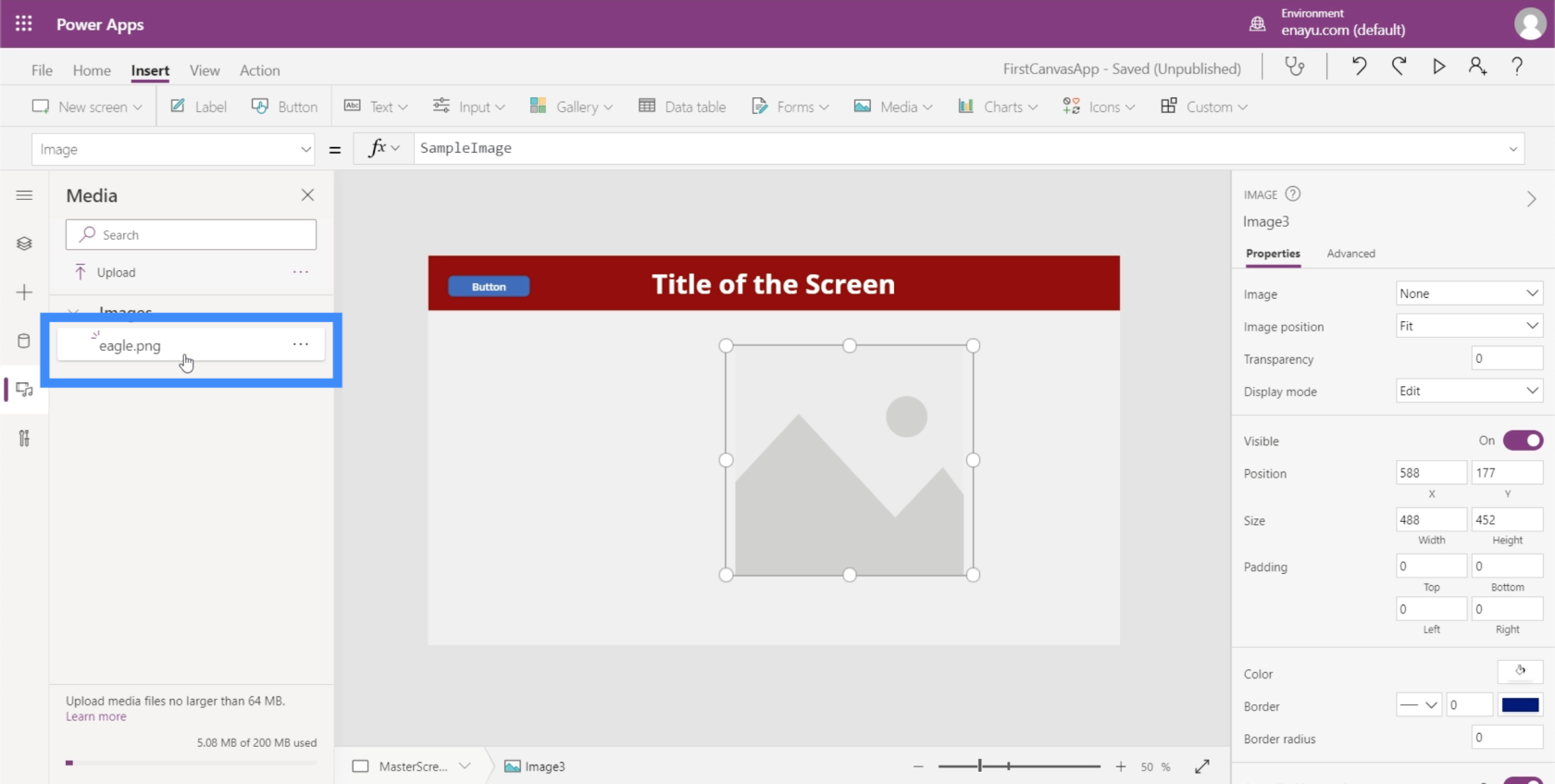 PowerApps-bilder i kombination med penna, kamera och ladda upp fotoingångar