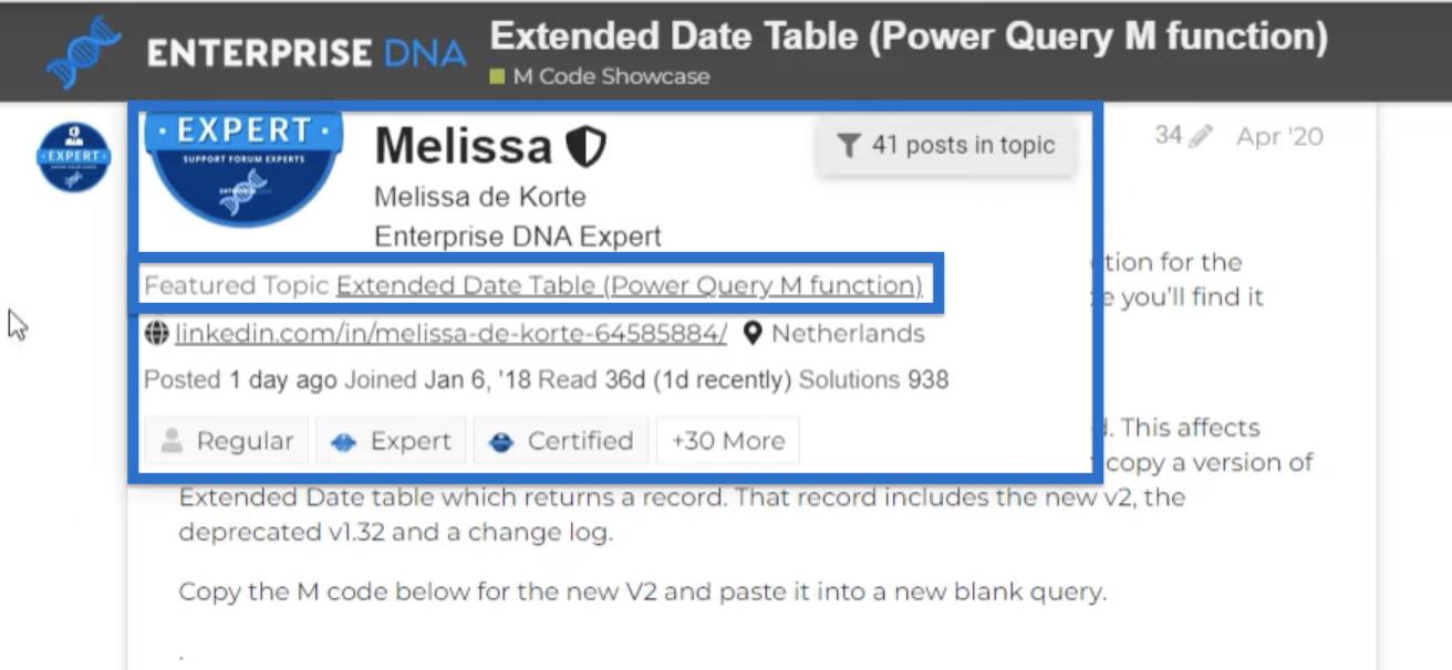 Introduktion av Power Query Extended Date Table V2