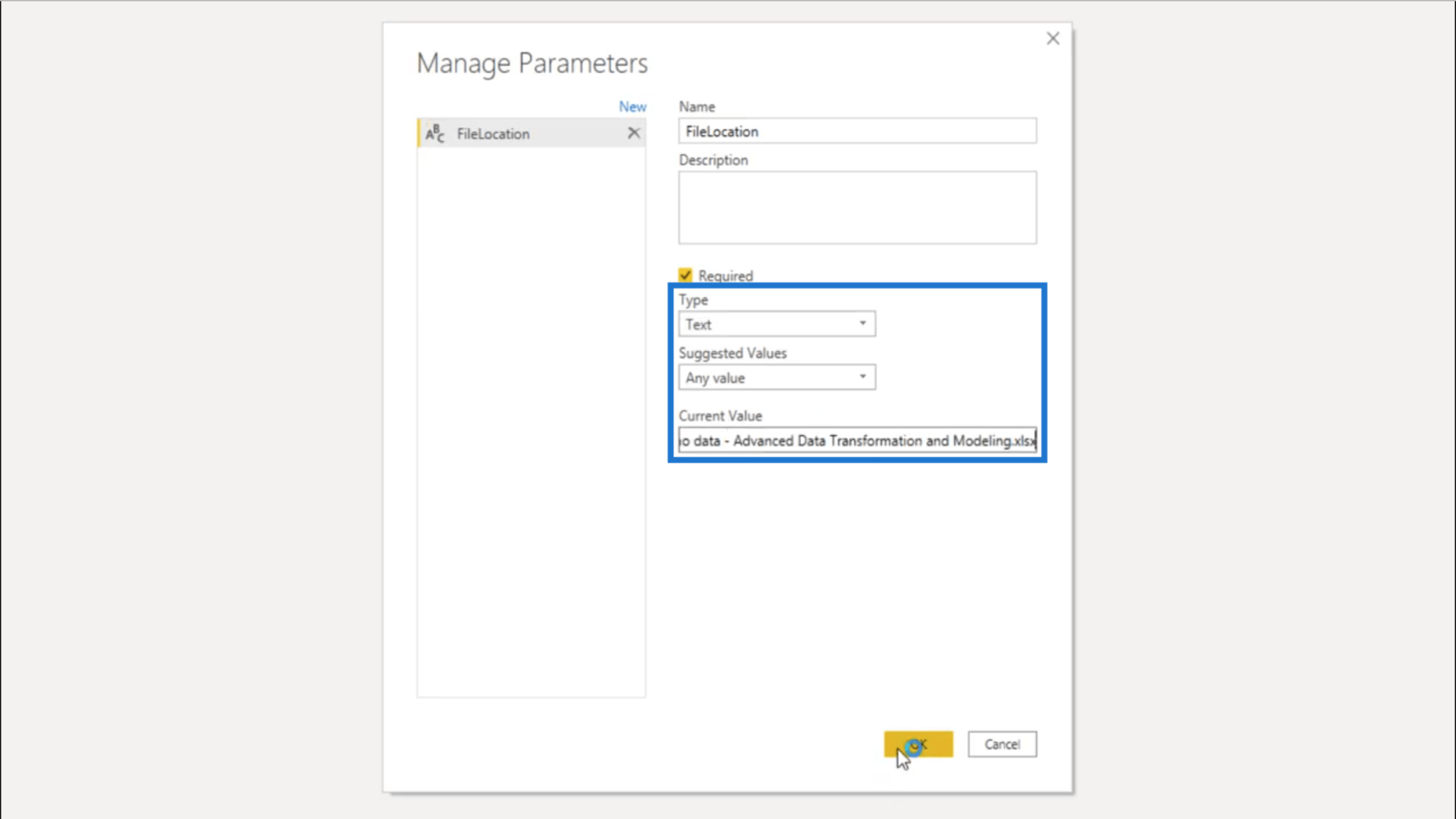 Lag et permanent oppdatert praksisdatasett i LuckyTemplates