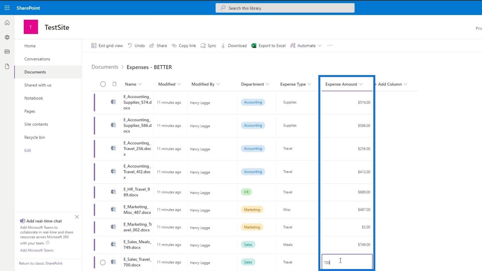 Metaadatok hozzáadása a SharePointban oszlopok segítségével