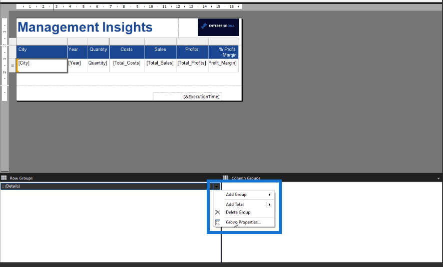 Selvstudium til Report Builder: Sorter og filtrer data i sideinddelte rapporter