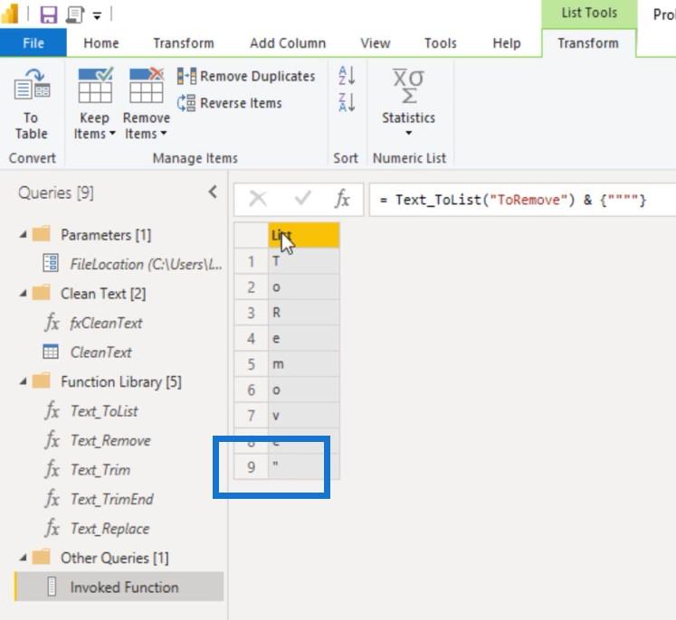 Oprettelse af en brugerdefineret tekstrensningsfunktion i Power Query