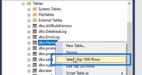 SQL-taulukon perustoiminnot