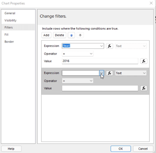 Hur man sorterar och filtrerar diagram i Report Builder