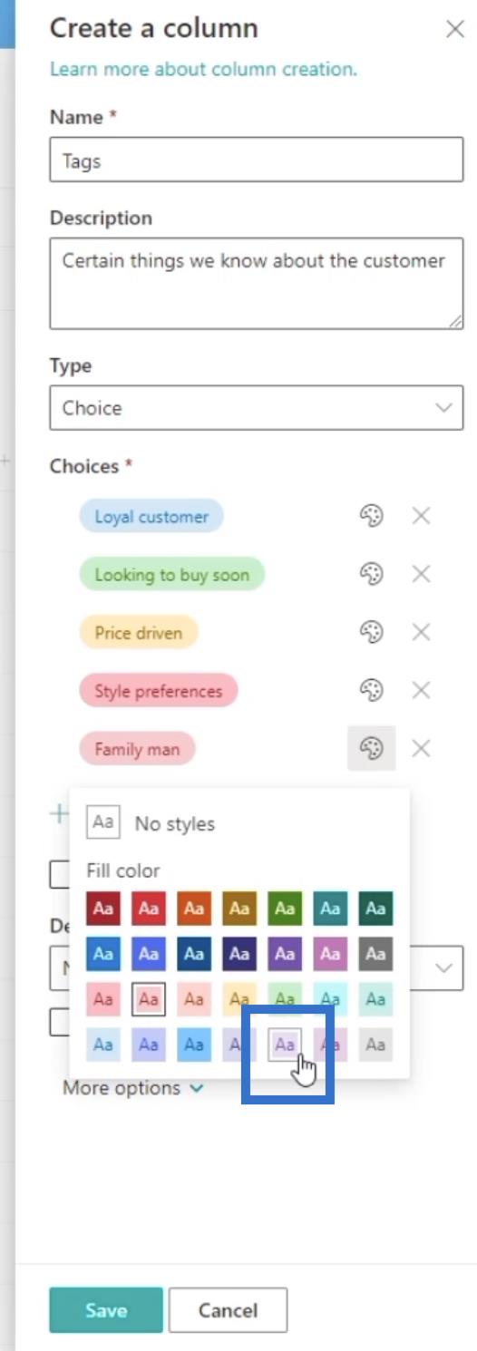 SharePoint Choice -kentän lisääminen luetteloon