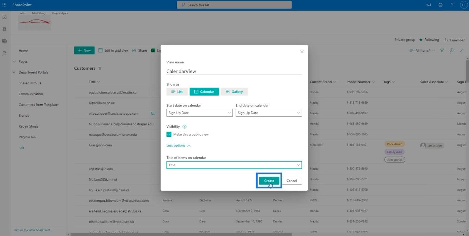 Перегляд календаря списку SharePoint