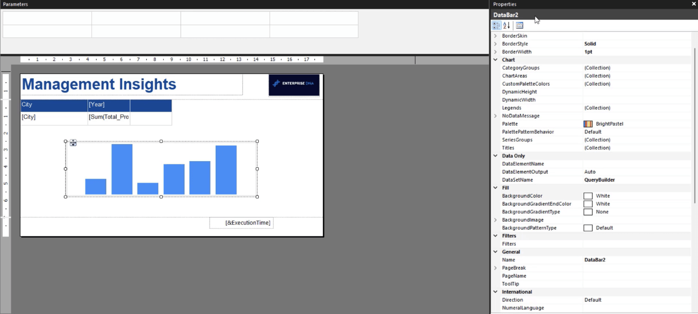 Sådan formateres et SSRS Report Builder-datasøjlediagram