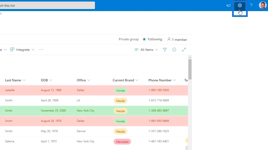 Legger til SharePoint List Navigation