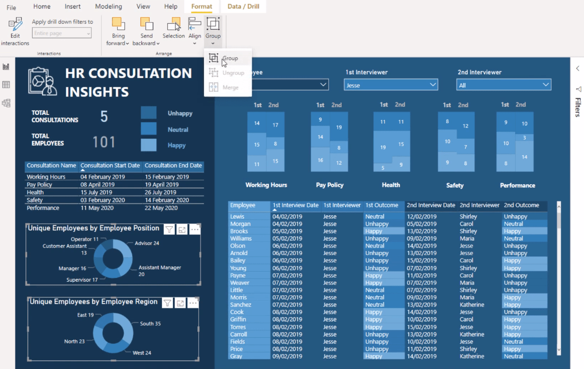 Visualiseringsteknik – LuckyTemplates kolonnediagrammer og filtre