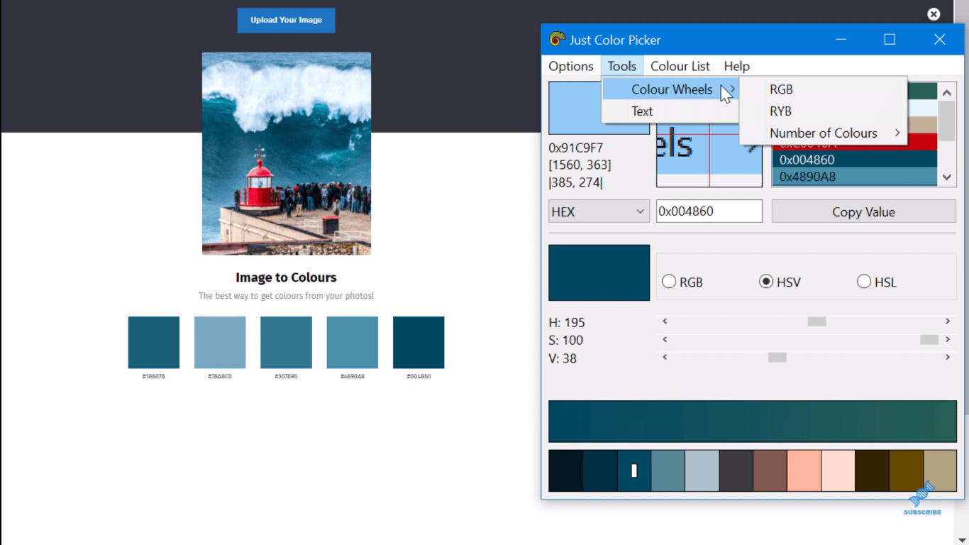 Hex-fargekodevelger for Lucky Templates-rapporter