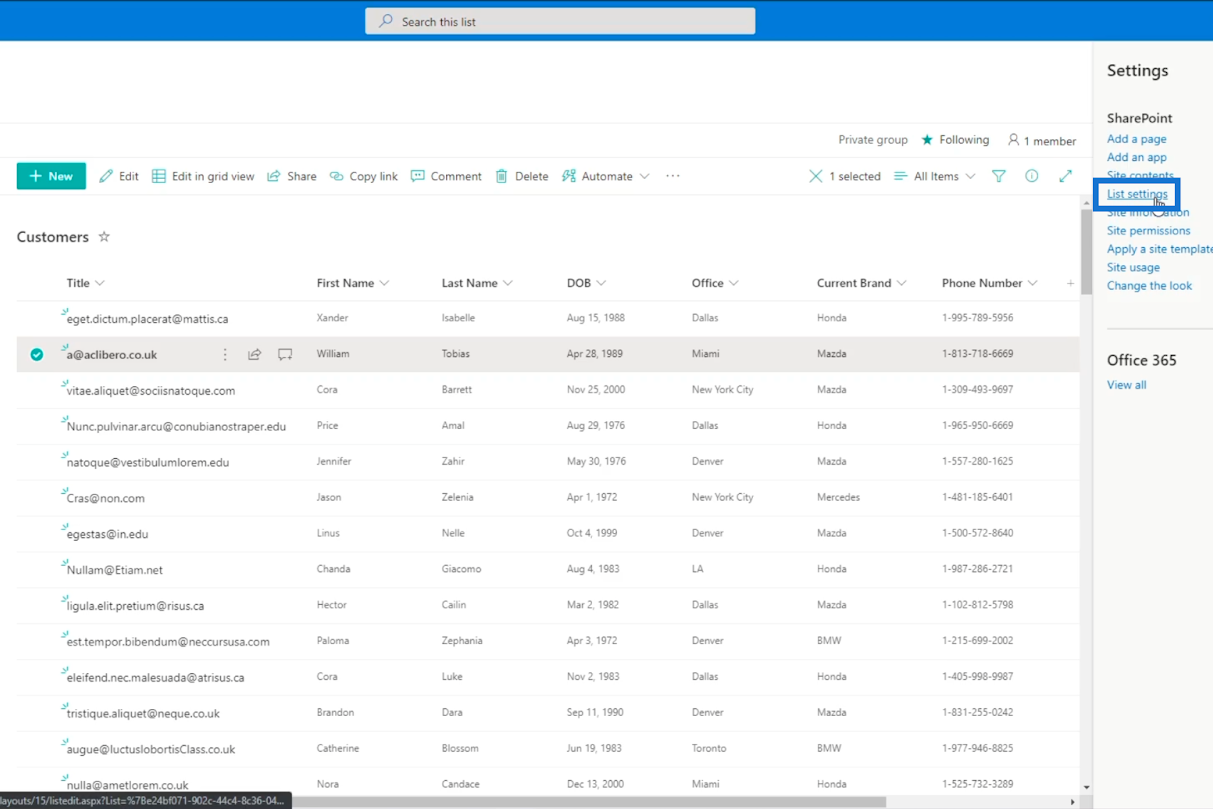 SharePoint-listeelement: Redigering af enkelte og flere elementer