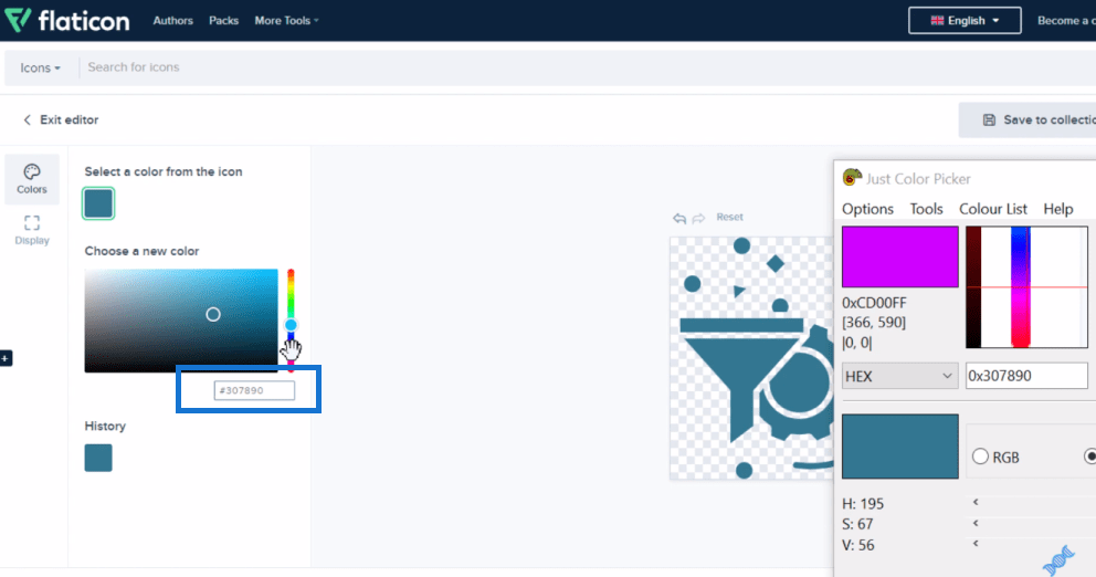 Hex-fargekodevelger for Lucky Templates-rapporter