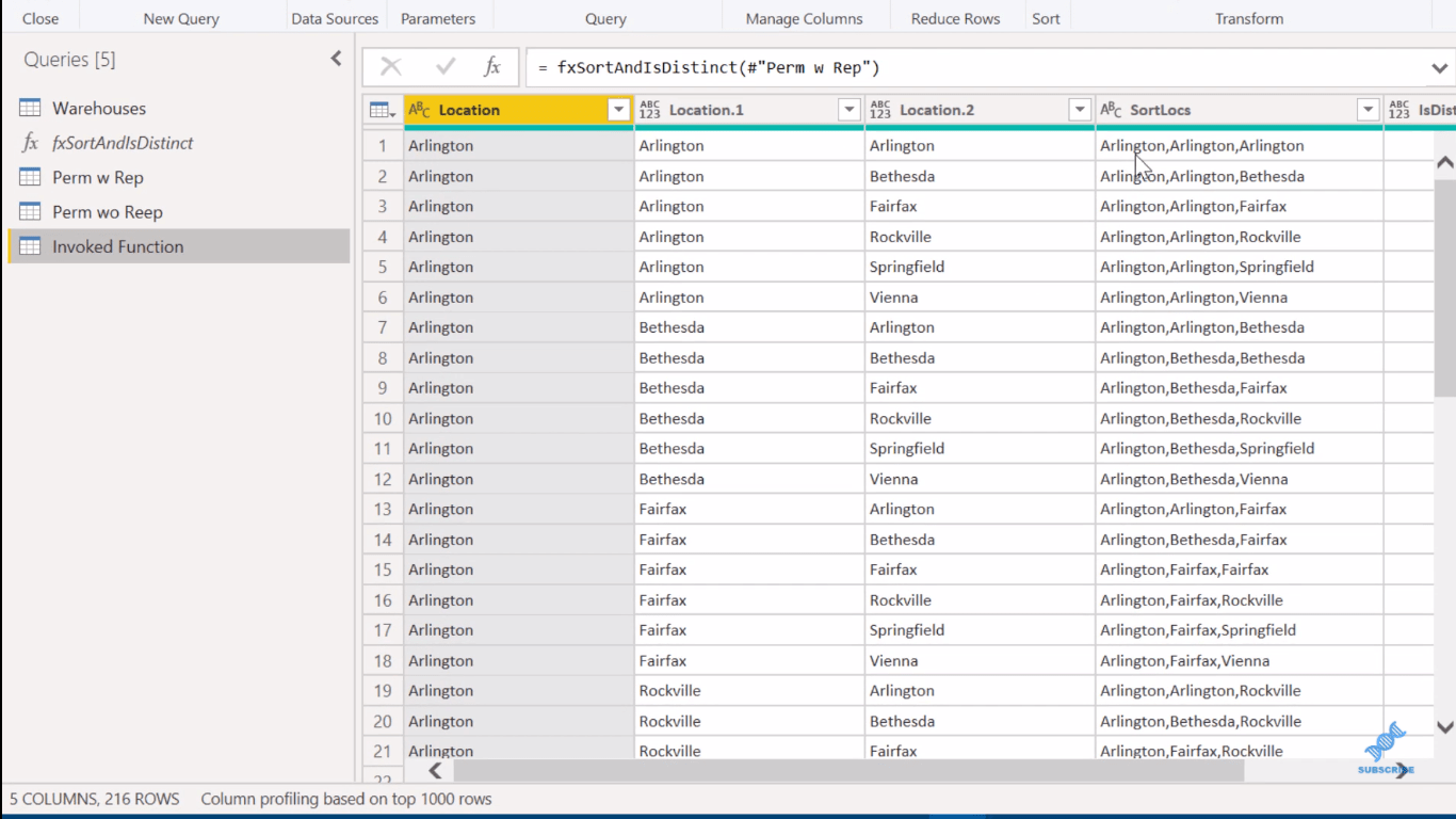 Kombinatorisk analyse ved hjelp av Power Query i LuckyTemplates