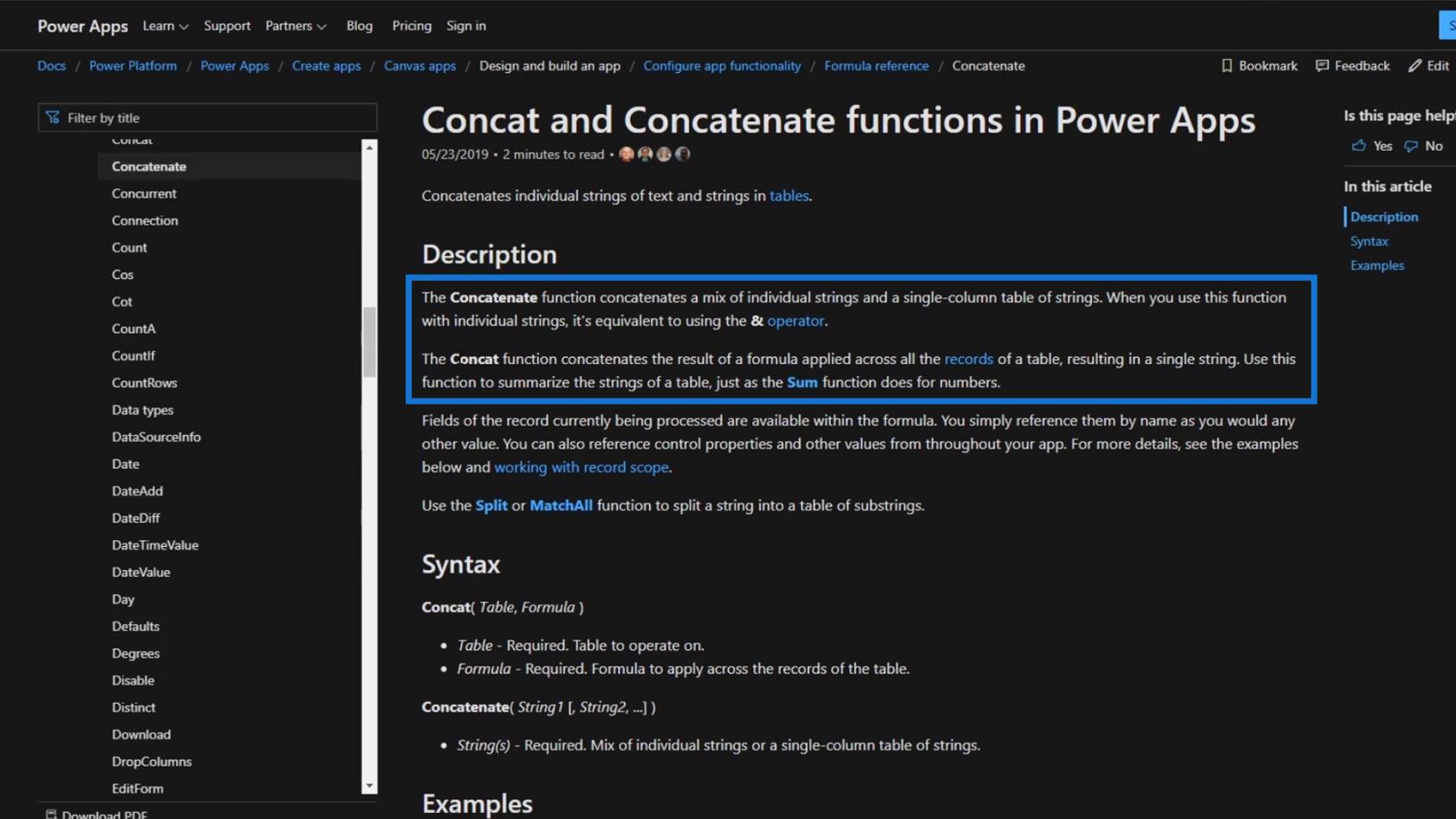 PowerApps funktioner och formler |  En introduktion