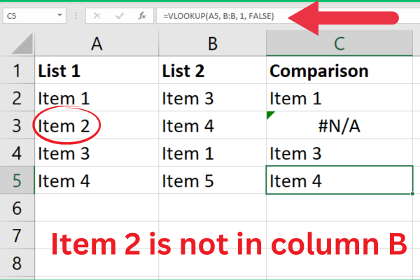 Sådan sammenlignes to kolonner i Excel ved hjælp af VLOOKUP