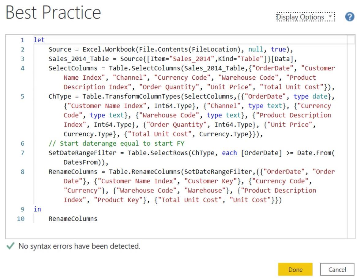 Gode ​​fremgangsmåter for Power Query Language Flow